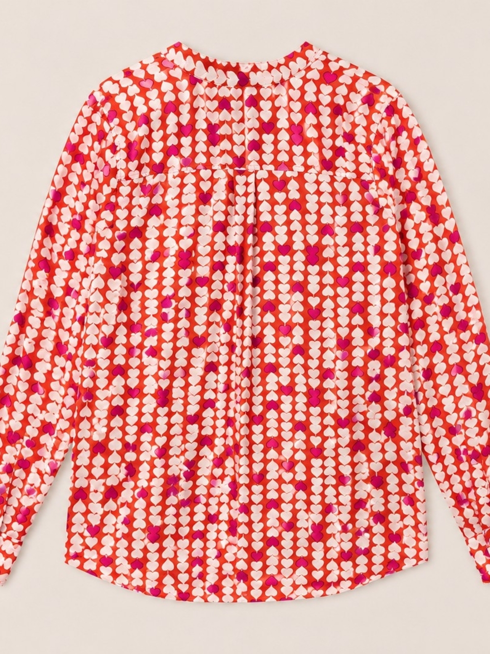 Silk Heart Print Blouse M Retro Mod Y2K - Picture 3 of 7